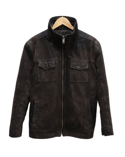 Veste en cuir marron foncé - Armand Thiery - M