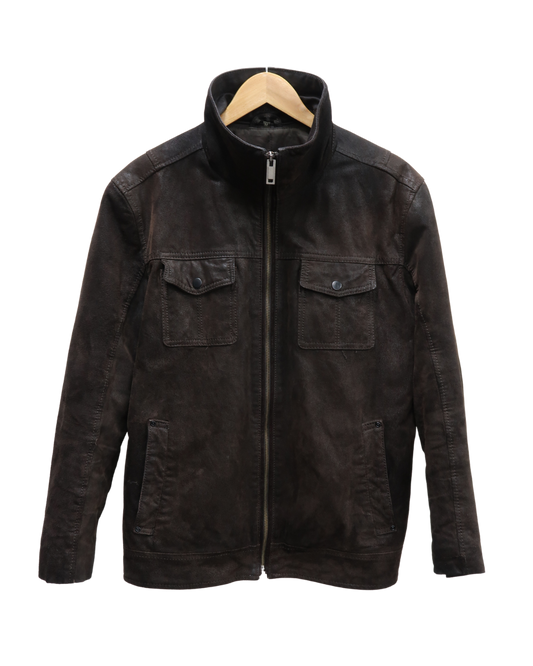 Veste en cuir marron foncé - Armand Thiery - M