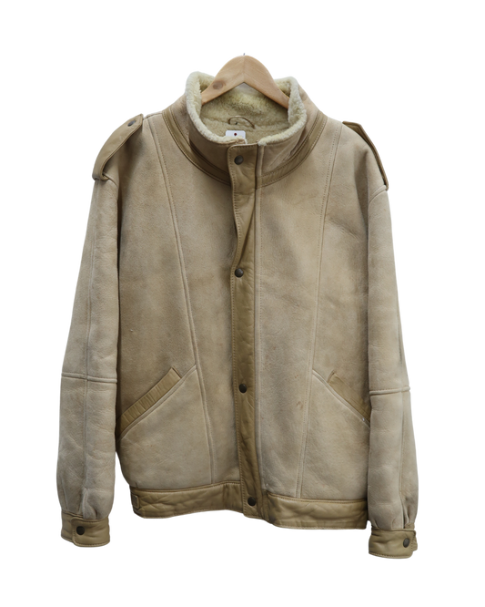 Manteau en cuir beige - Alcodin - XXL