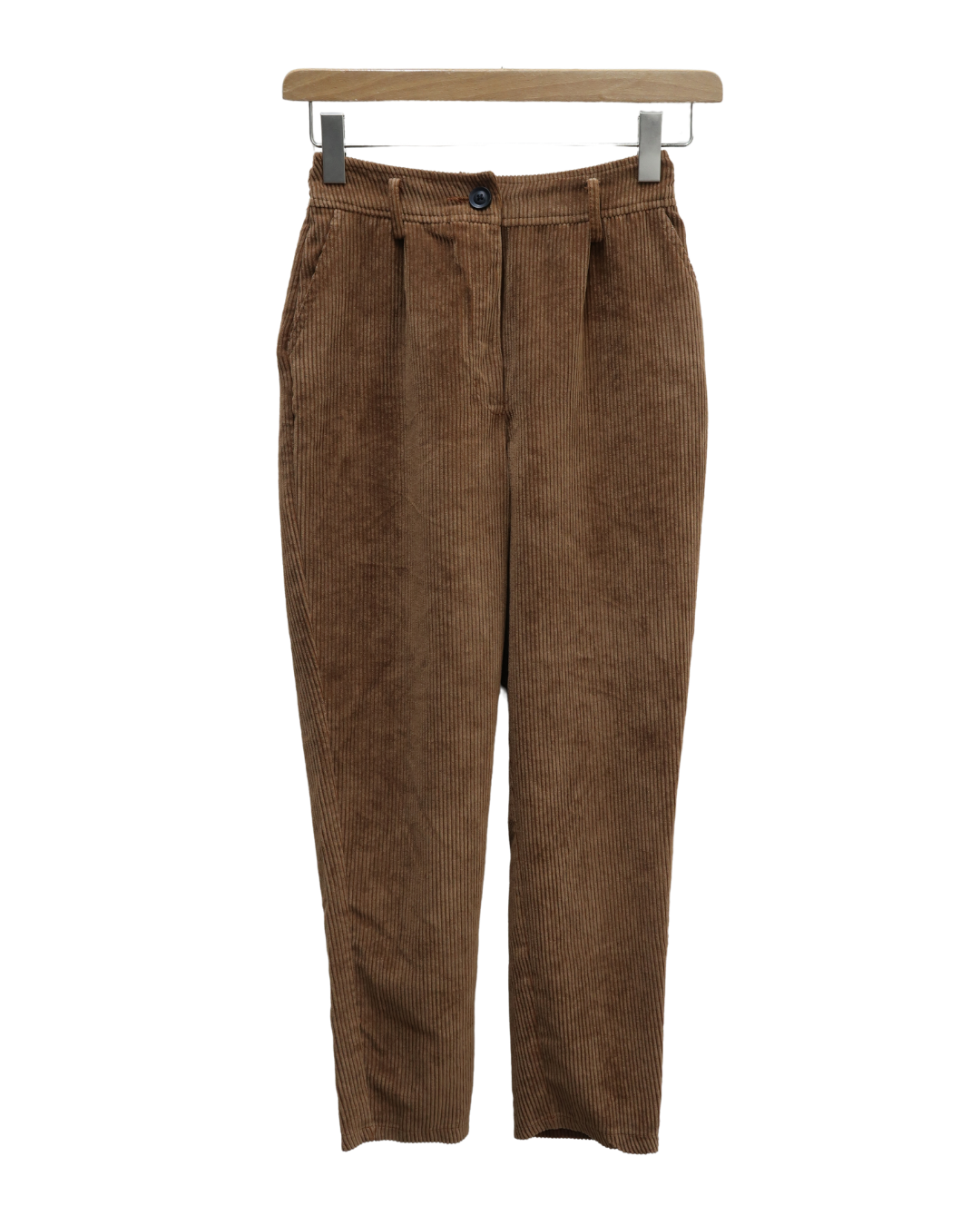 Pantalon strié marron en velour - Bershka - M