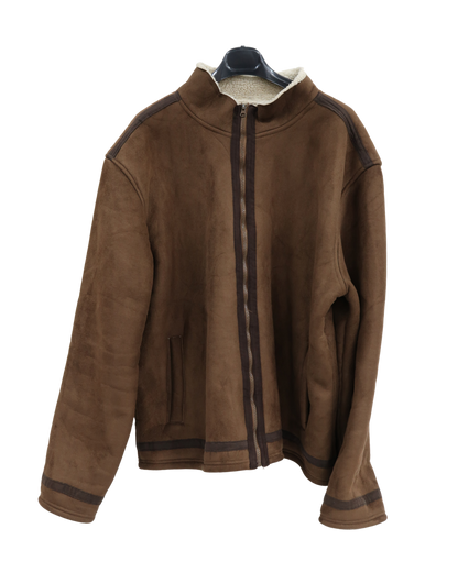 Manteau marron fourrée à moumoute crème - Atlas for men - 3XL