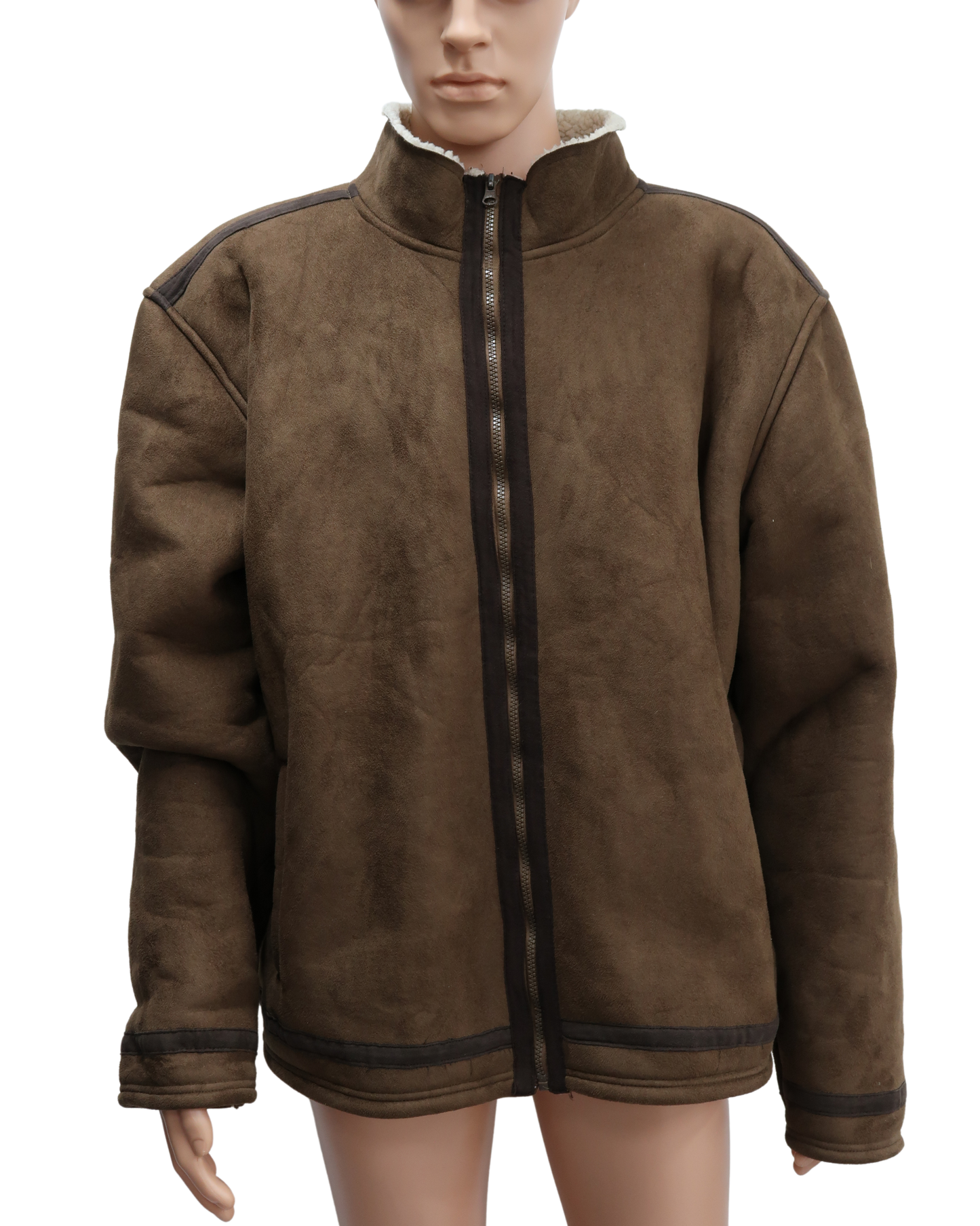 Manteau marron fourrée à moumoute crème - Atlas for men - 3XL