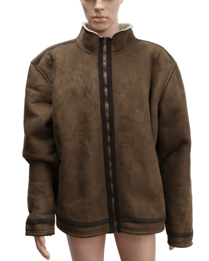 Manteau marron fourrée à moumoute crème - Atlas for men - 3XL