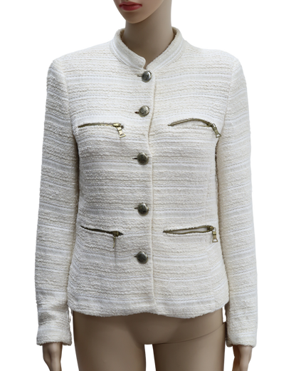 Blazer texturée crème à boutons dorés - Zara - M