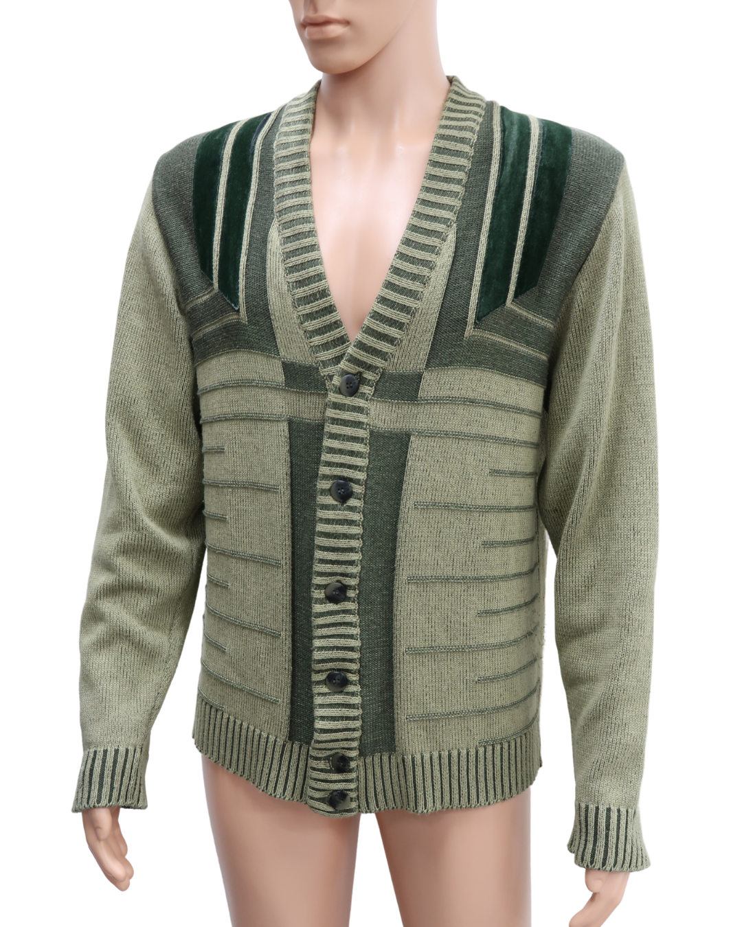 Cardigan en laine beige & vert - Blanche porte - M