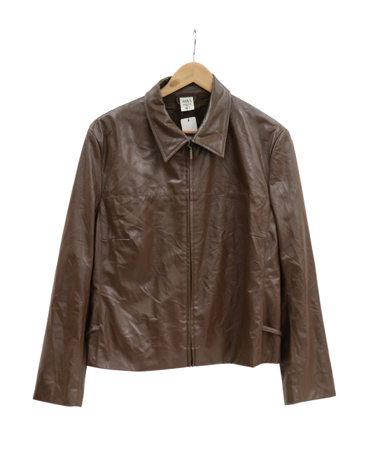 Veste simili cuir marron chocolat à manches longues - M&S Mode - XL