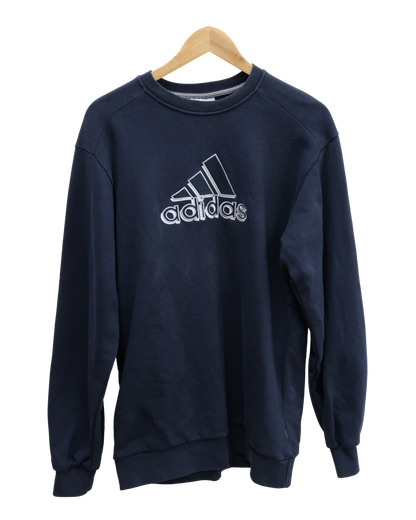 Pull bleu foncé à manches longues avec logo en 3D - Adidas - L