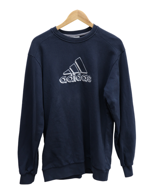 Pull bleu foncé à manches longues avec logo en 3D - Adidas - L