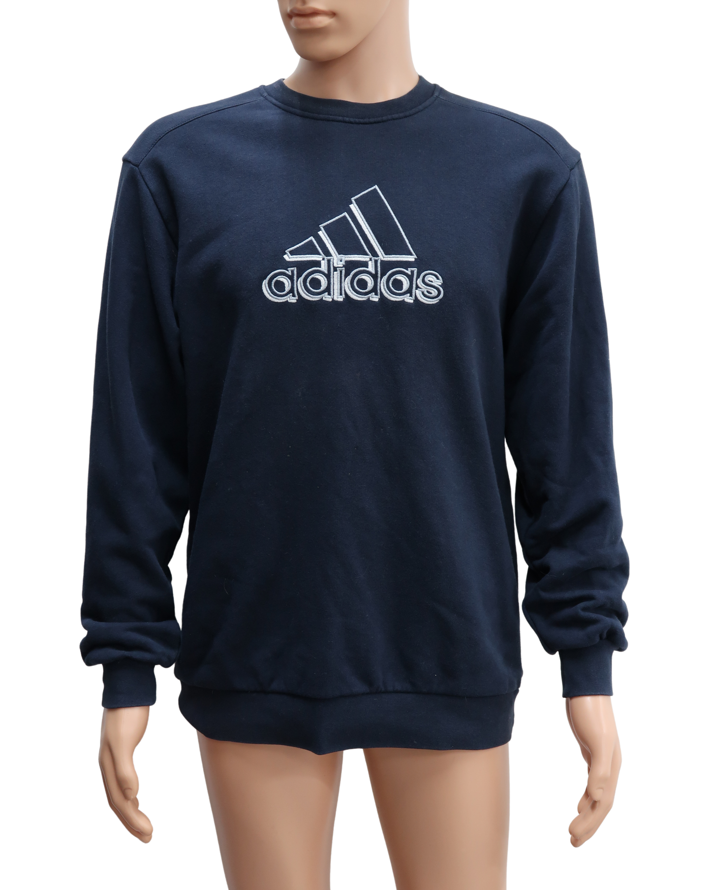 Pull bleu foncé à manches longues avec logo en 3D - Adidas - L