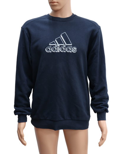 Pull bleu foncé à manches longues avec logo en 3D - Adidas - L