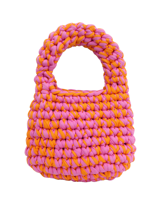 Sac à main rose et orange fluo en tissu