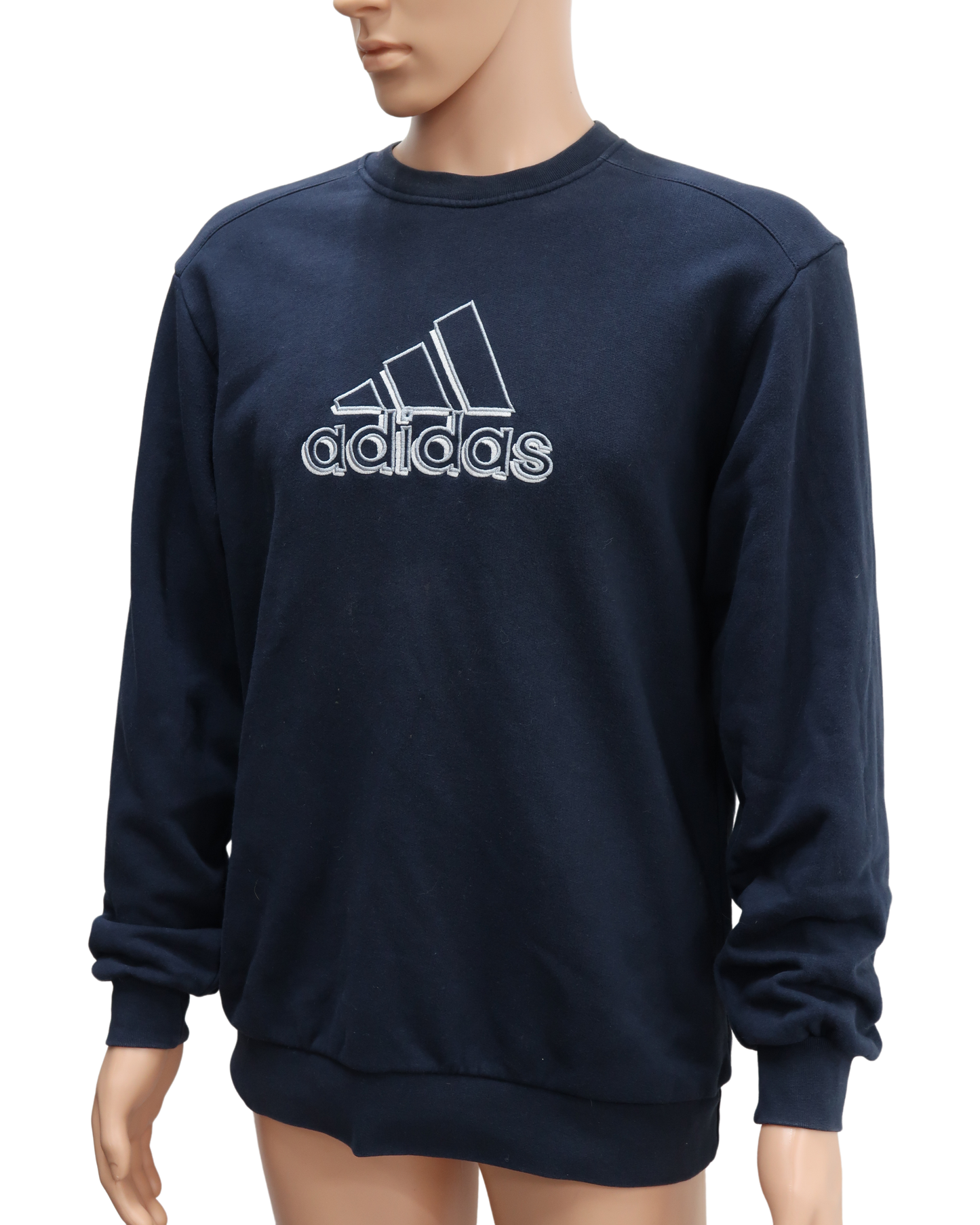 Pull bleu foncé à manches longues avec logo en 3D - Adidas - L