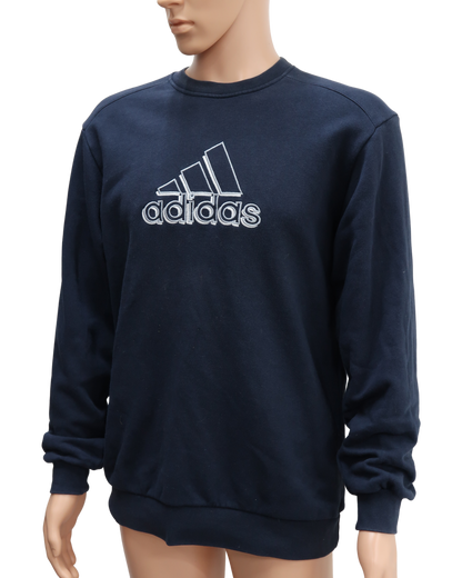 Pull bleu foncé à manches longues avec logo en 3D - Adidas - L