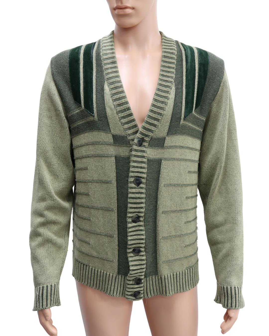 Cardigan en laine beige & vert - Blanche porte - M