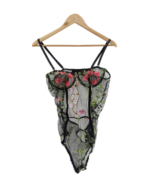 Body noir fleurie - L