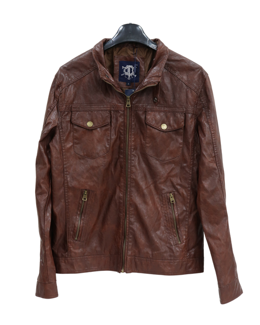 Veste en cuir vintage marron - The time of bocha - S