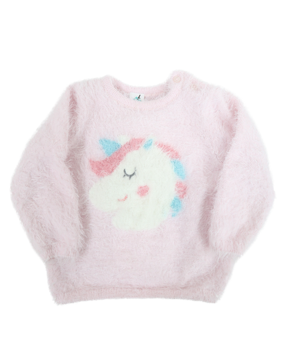 Pull à manches longues rose avec licorne - Tex - 12 mois - Fille