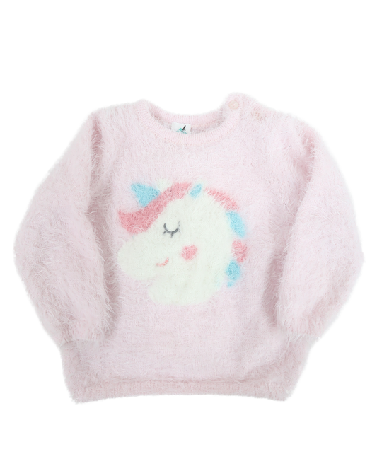 Pull à manches longues rose avec licorne - Tex - 12 mois - Fille