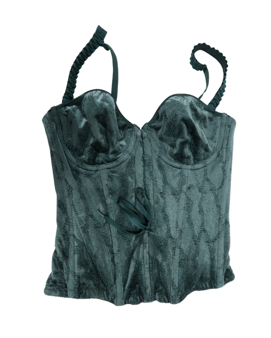 Corset vert sapin en velours - S