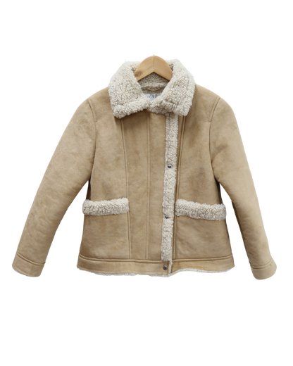 Manteau beige avec moumoute - Zara - 11/12 ans (152 cm) - Fille