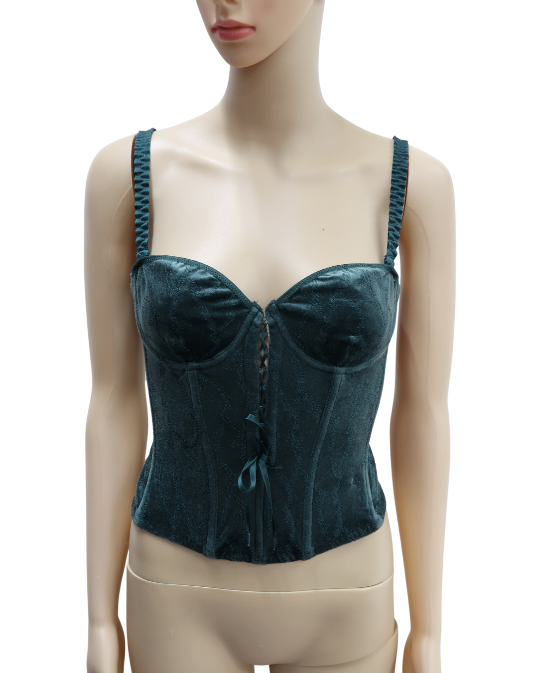 Corset vert sapin en velours - S