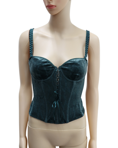 Corset vert sapin en velours - S