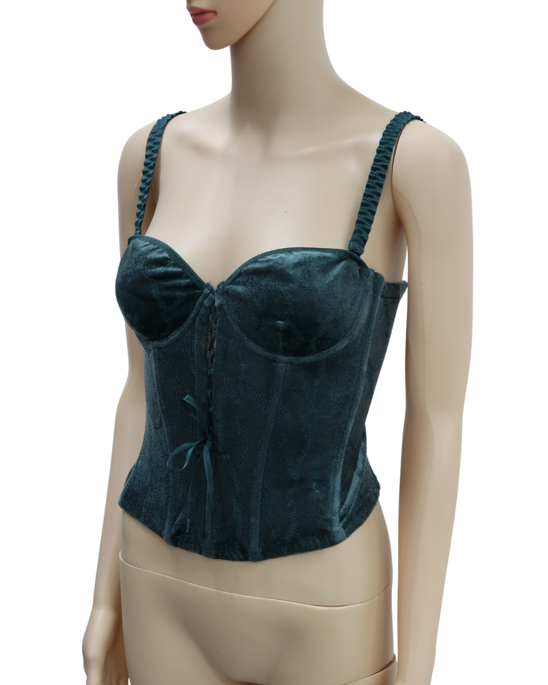 Corset vert sapin en velours - S