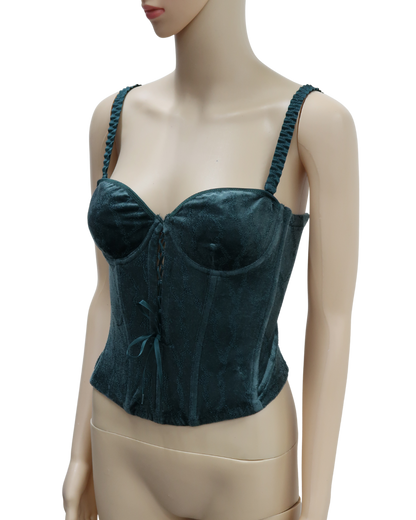 Corset vert sapin en velours - S