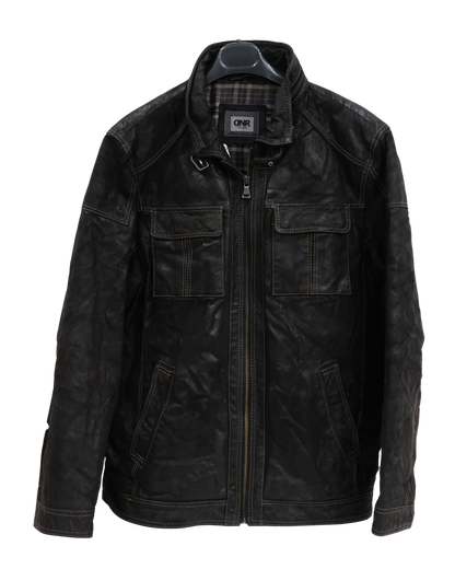 Veste en cuir marron foncé - Donar - XL