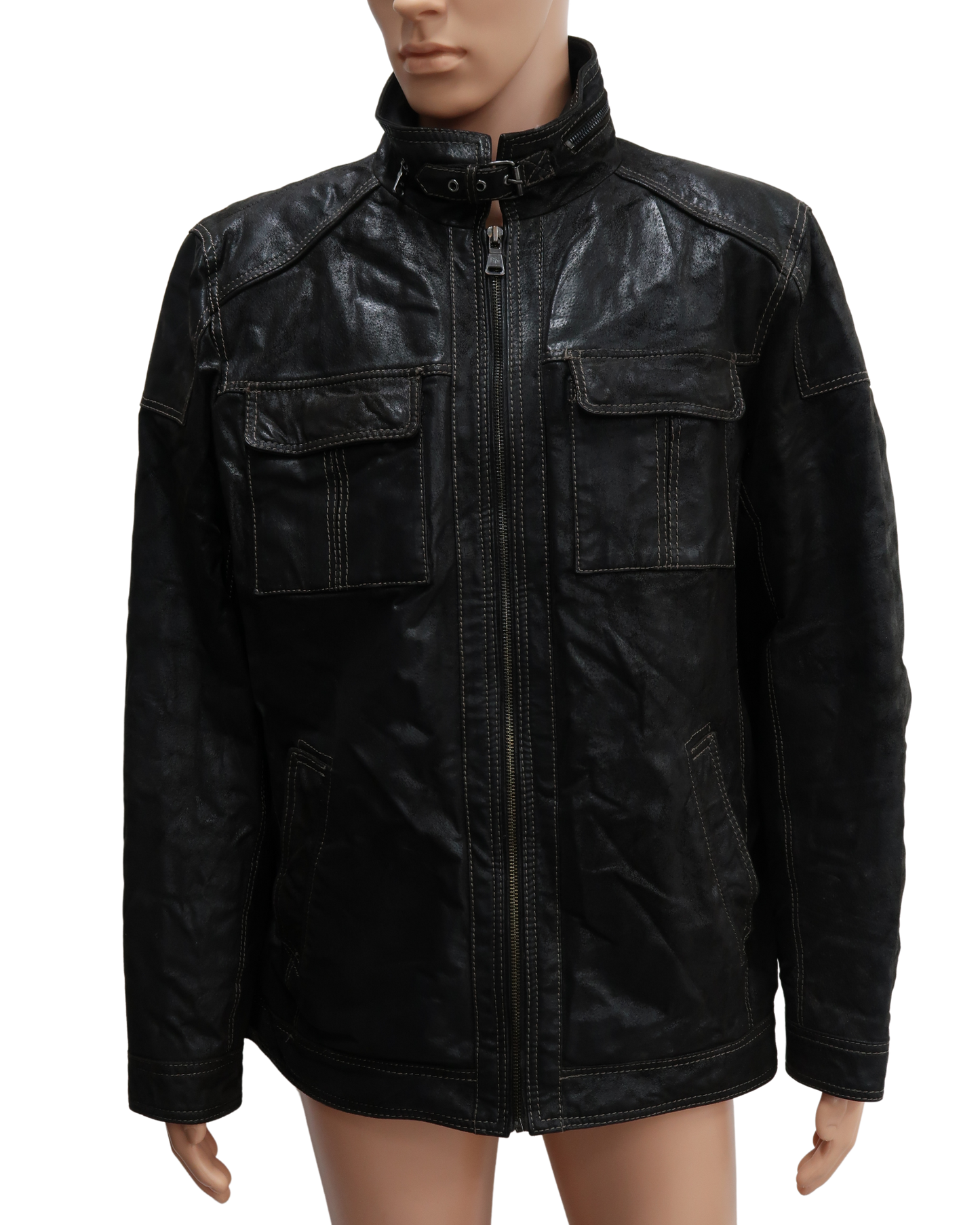 Veste en cuir marron foncé - Donar - XL