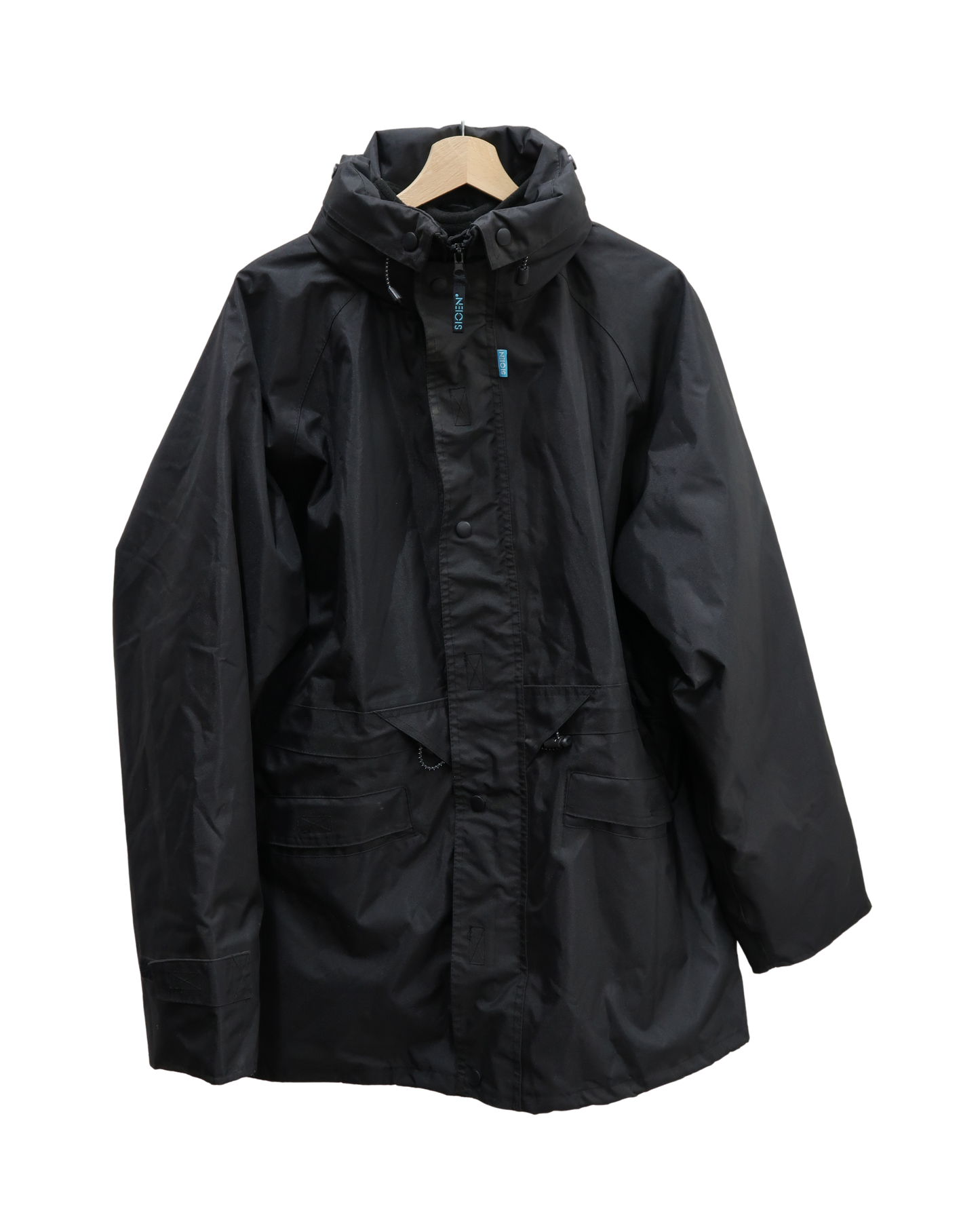 Manteau imperméable à capuche noire doublée avec une polaire intérieure - Sioen - L