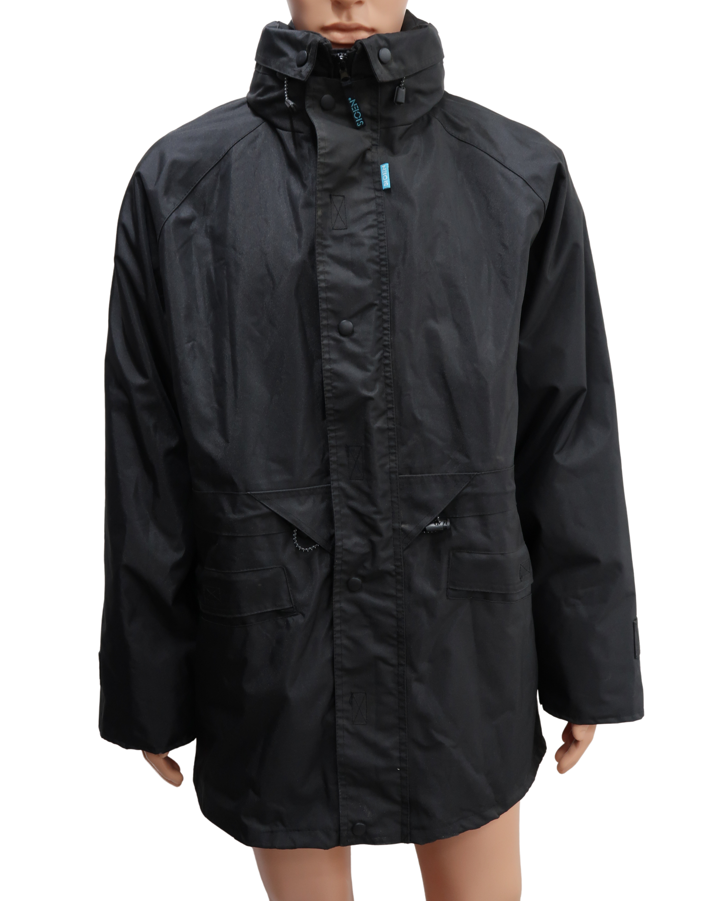 Manteau imperméable à capuche noire doublée avec une polaire intérieure - Sioen - L