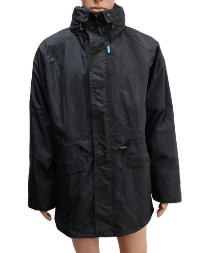 Manteau imperméable à capuche noire doublée avec une polaire intérieure - Sioen - L