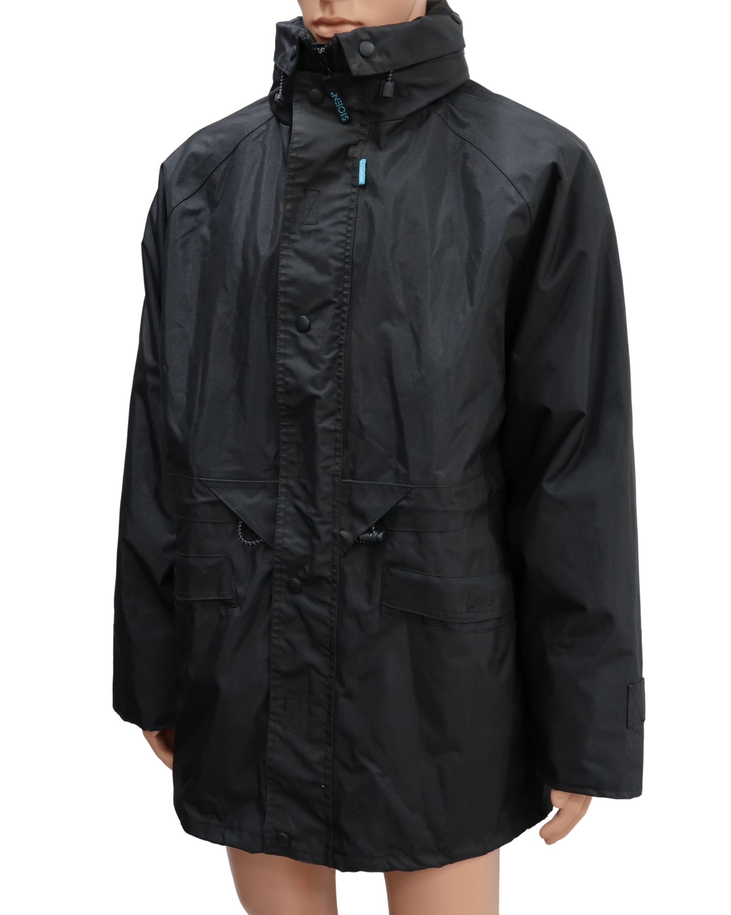 Manteau imperméable à capuche noire doublée avec une polaire intérieure - Sioen - L