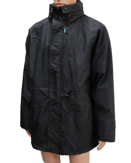 Manteau imperméable à capuche noire doublée avec une polaire intérieure - Sioen - L