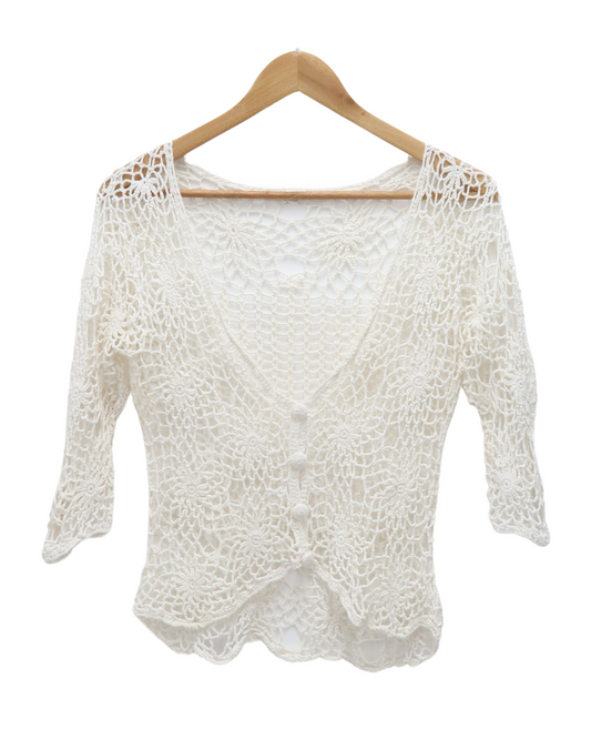 Gilet crochet blanc - M