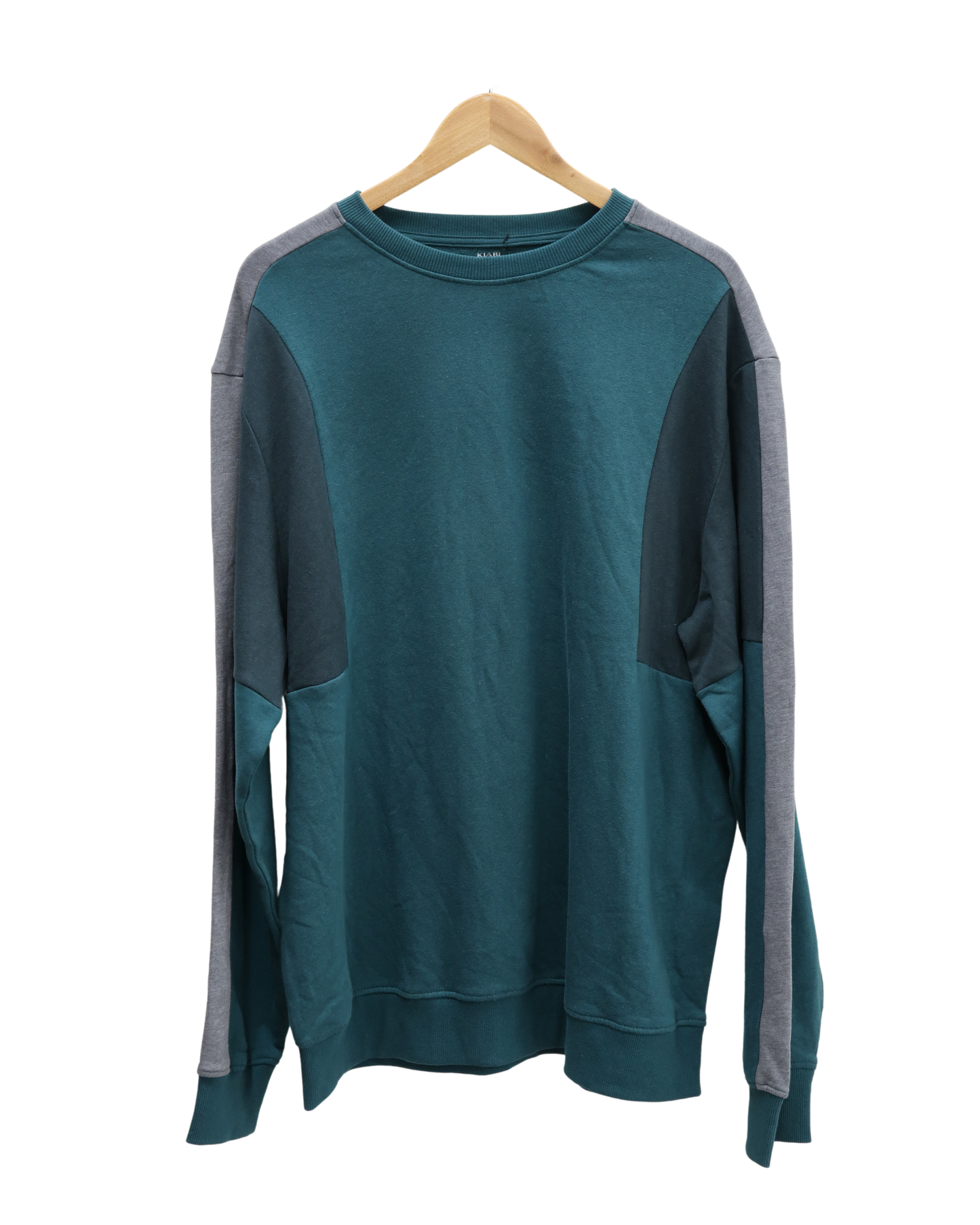 Pull turquoise/gris à manches longues - Kiabi - XL