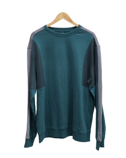 Pull turquoise/gris à manches longues - Kiabi - XL