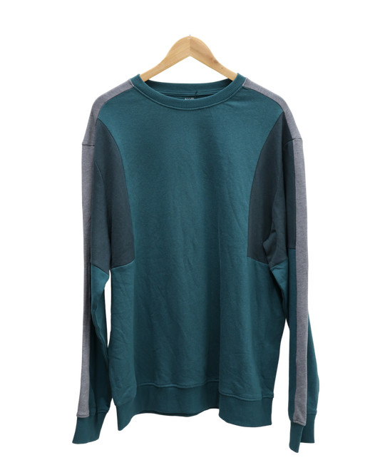 Pull turquoise/gris à manches longues - Kiabi - XL