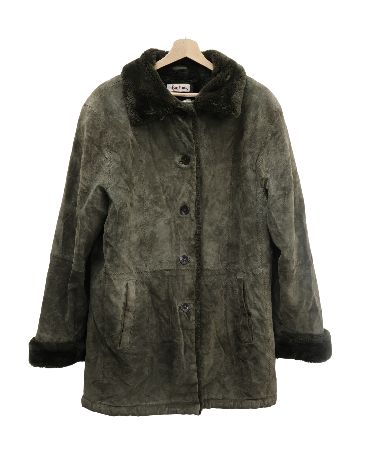 Manteau effet daim avec une doublure fourrure khaki - Burton - XL