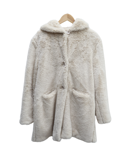 Manteau long en moumoute blanche - M