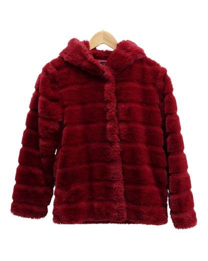 Manteau en fourrure à capuche rouge - Jennyfer - XS