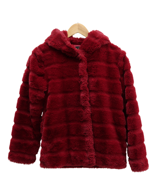 Manteau en fourrure à capuche rouge - Jennyfer - XS