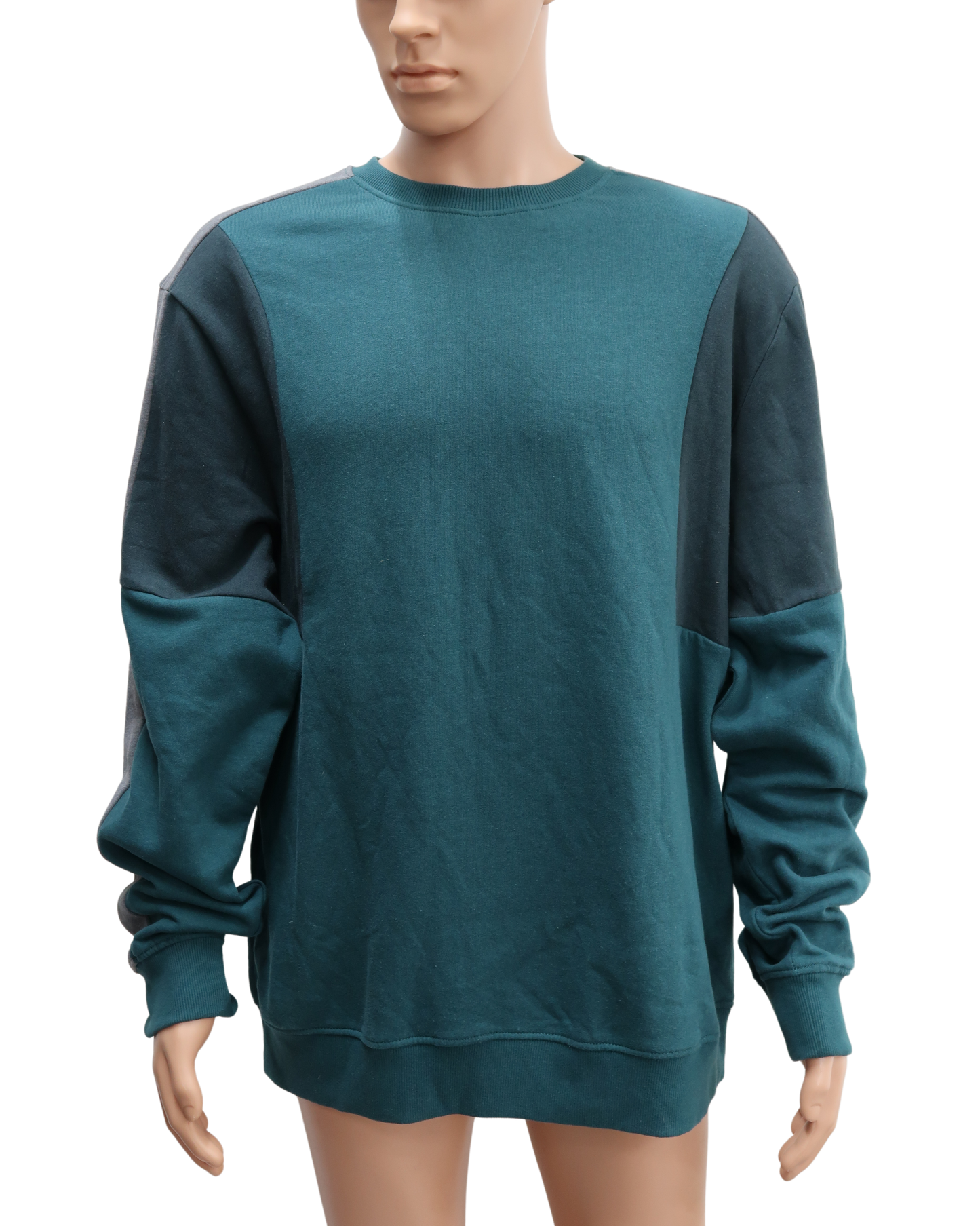 Pull turquoise/gris à manches longues - Kiabi - XL