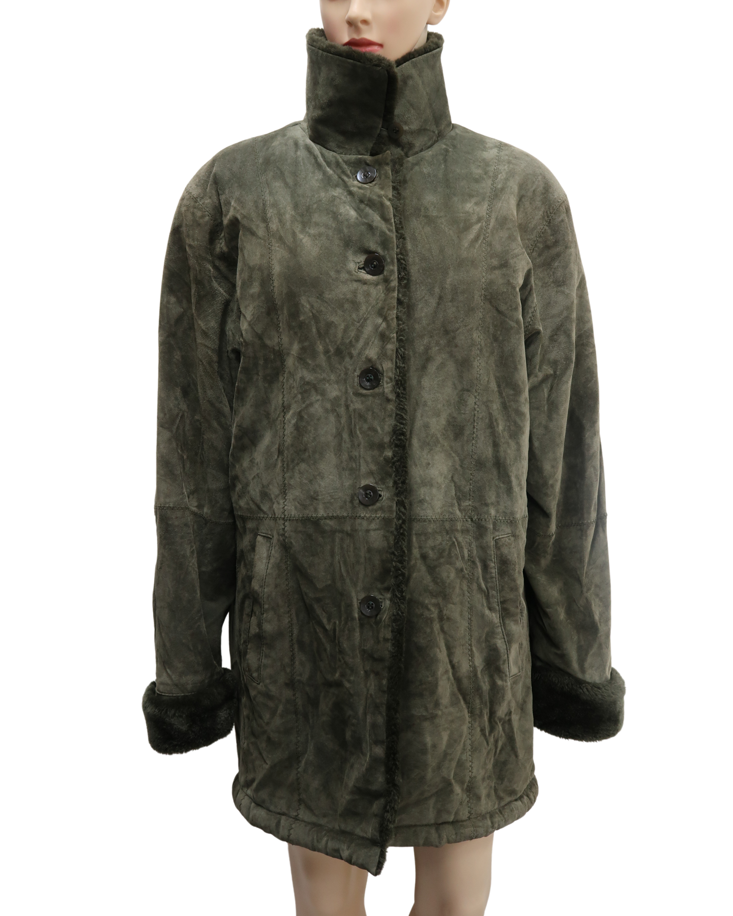 Manteau effet daim avec une doublure fourrure khaki - Burton - XL