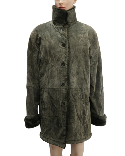 Manteau effet daim avec une doublure fourrure khaki - Burton - XL