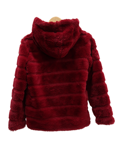 Manteau en fourrure à capuche rouge - Jennyfer - XS