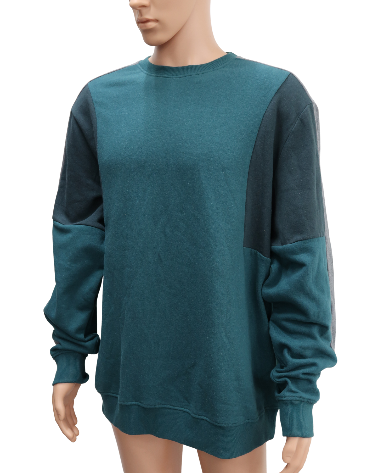 Pull turquoise/gris à manches longues - Kiabi - XL