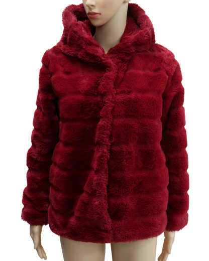 Manteau en fourrure à capuche rouge - Jennyfer - XS