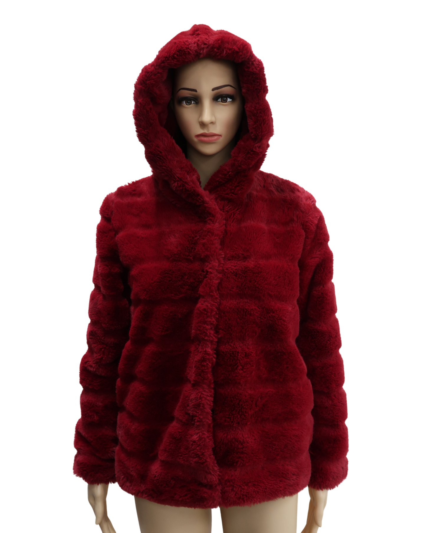 Manteau en fourrure à capuche rouge - Jennyfer - XS